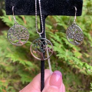 .925 Tree of Life Earring & Necklace Sterling Set